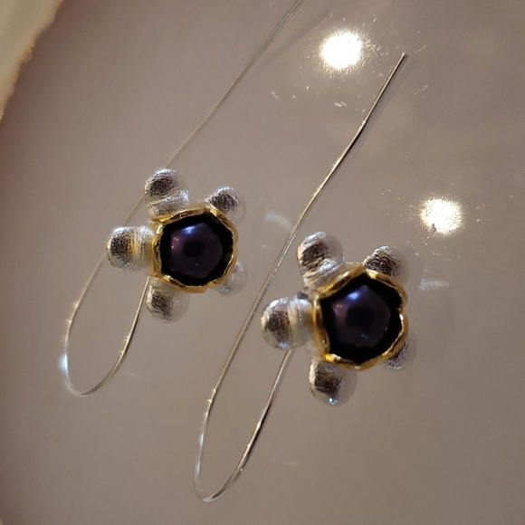 Flower Threader Drop Earrings - Picture 3 of 5